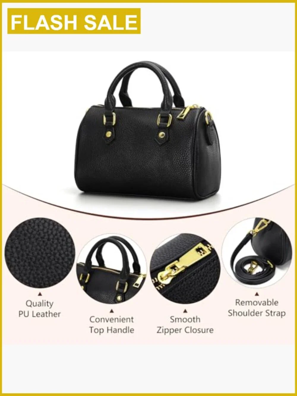 Small Vegan Leather Boston Satchel Crossbody Bag Top Handle Purse